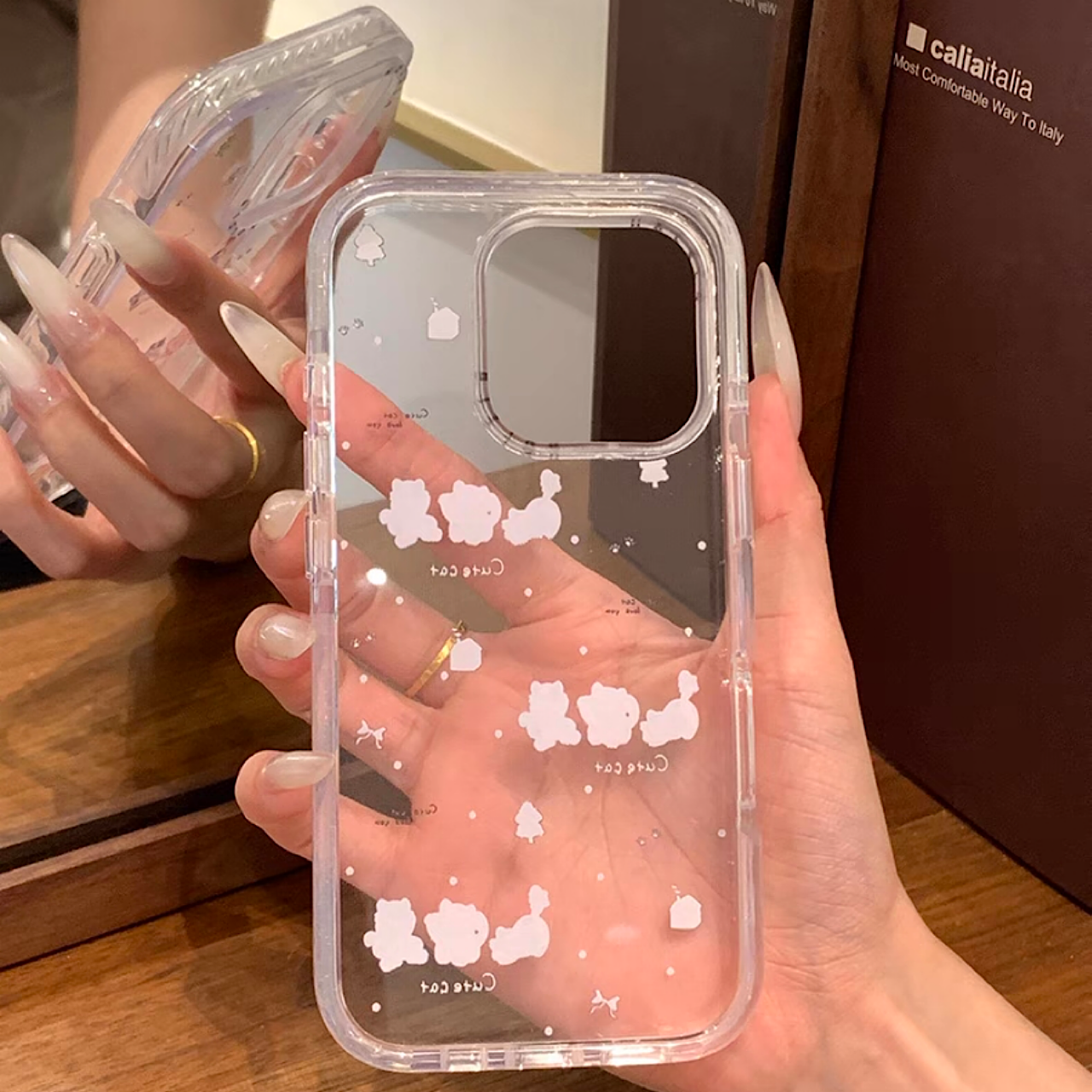 iPhoneケース かわいい 子猫 透明 クリア スマホケース