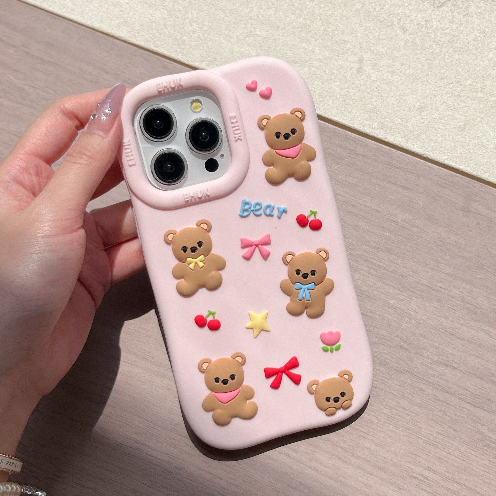iPhoneケース かわいい 小熊 ピンク スマホケース