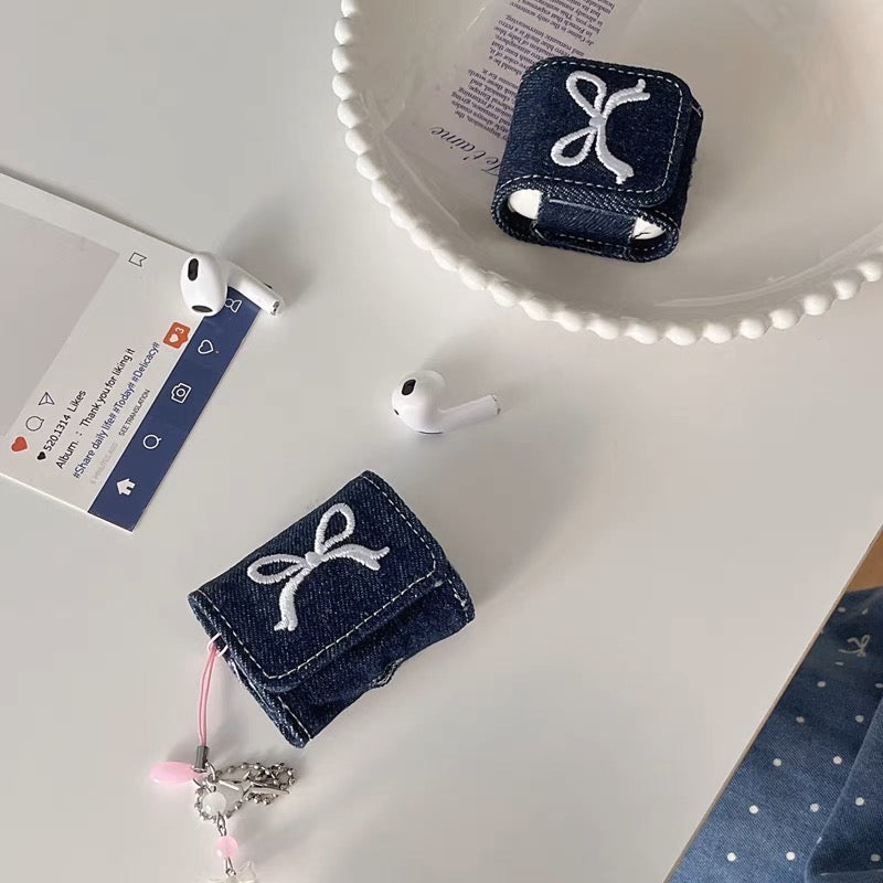 AirPodsケース おしゃれ リボン 布地 AirPods Proケース