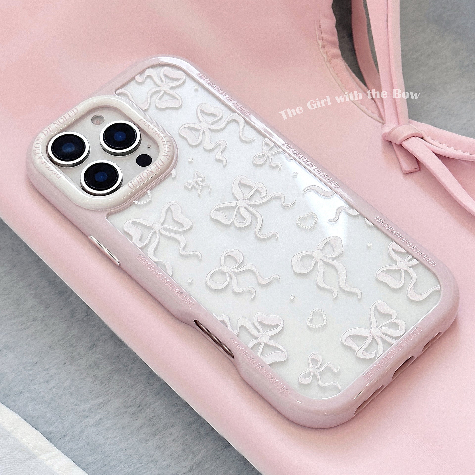 iPhoneケース ガーリー リボン 透明 クリア スマホケース