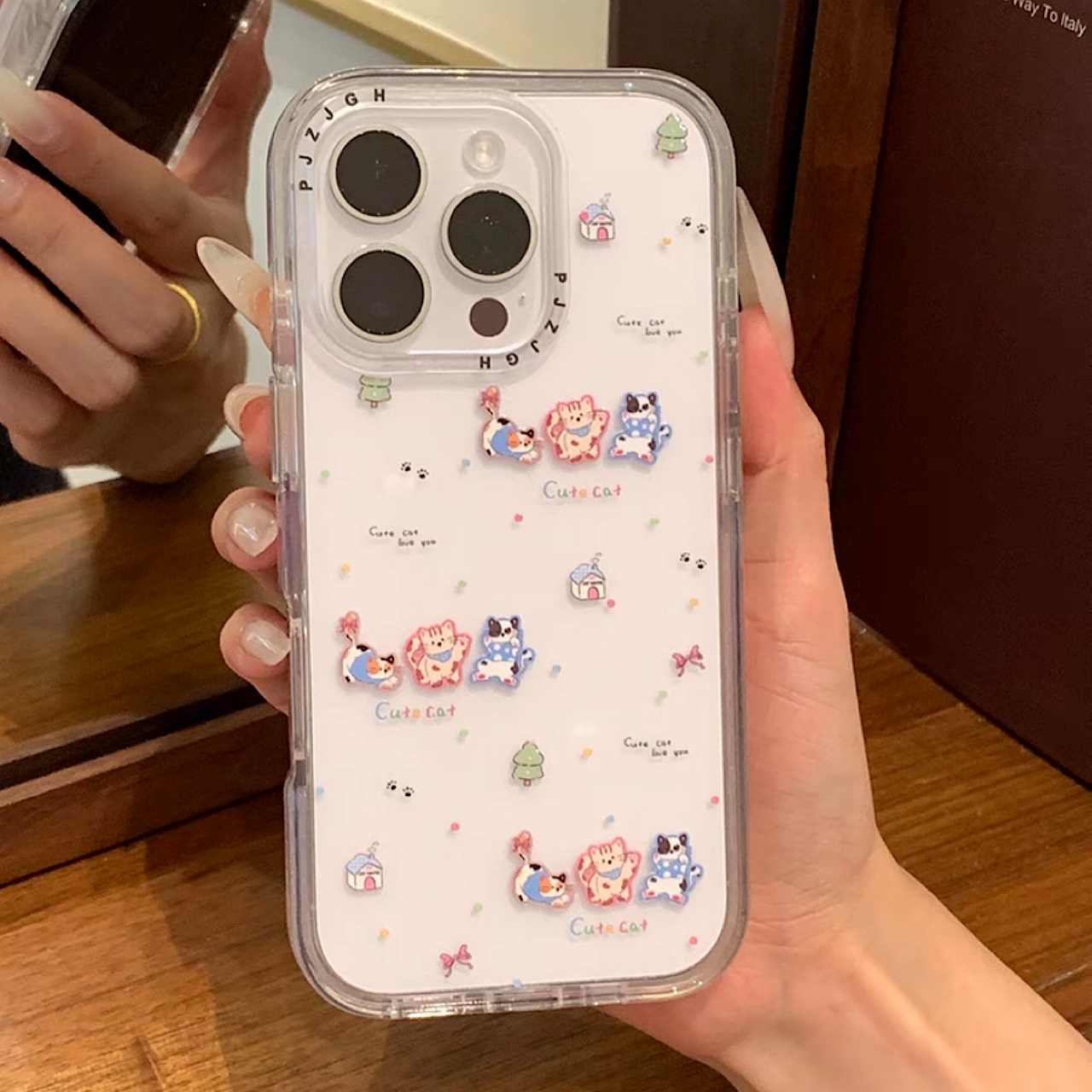 iPhoneケース かわいい 子猫 透明 クリア スマホケース