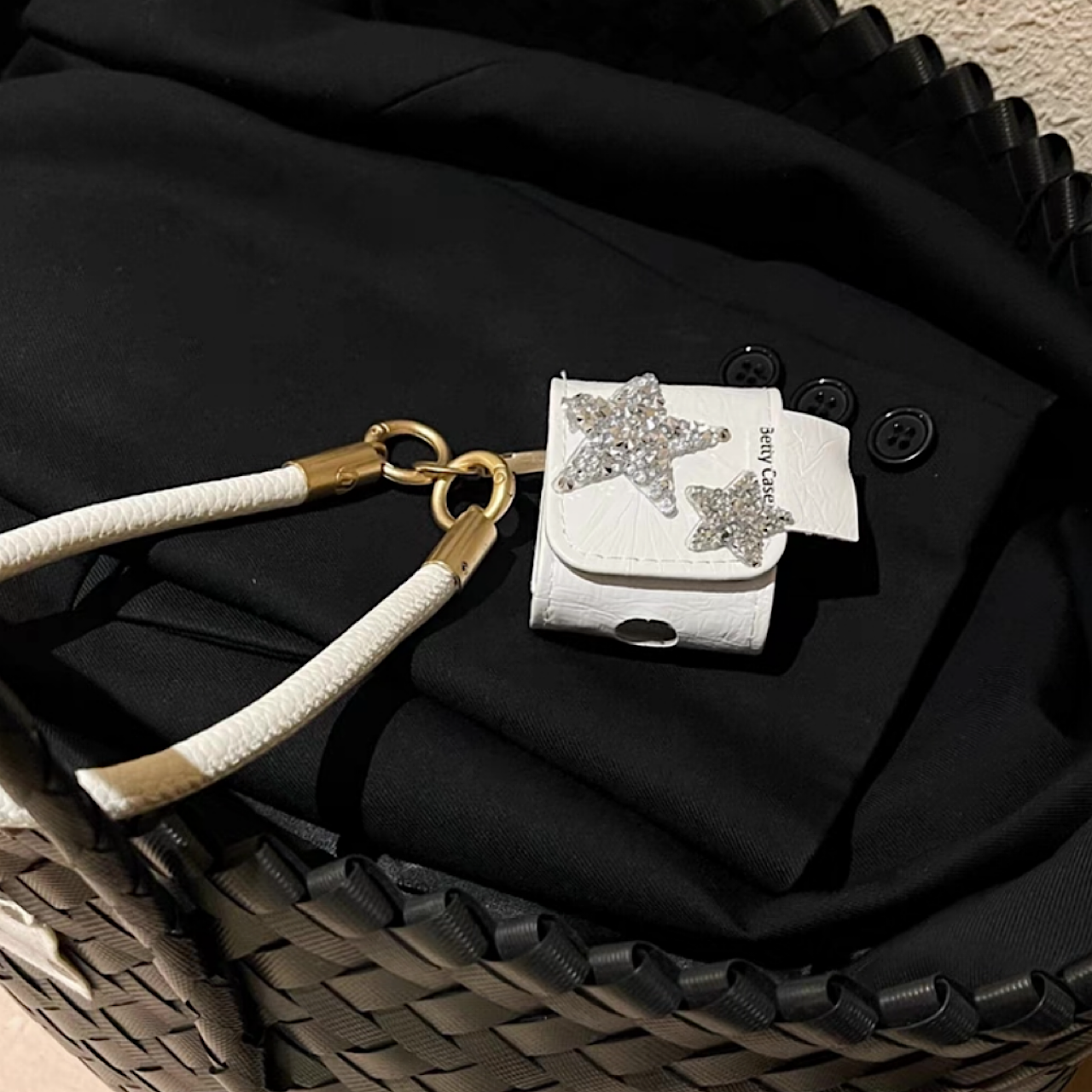 AirPodsケース おしゃれ スター 単色 ストラップ付き AirPods Proケース