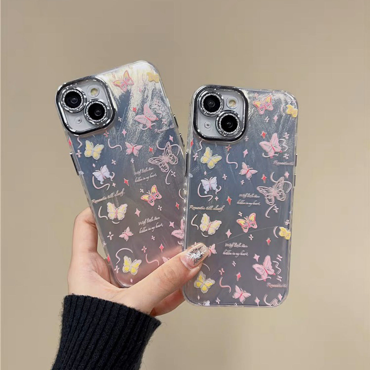 iPhoneケース カラフル 蝶々 おしゃれ スマホケース