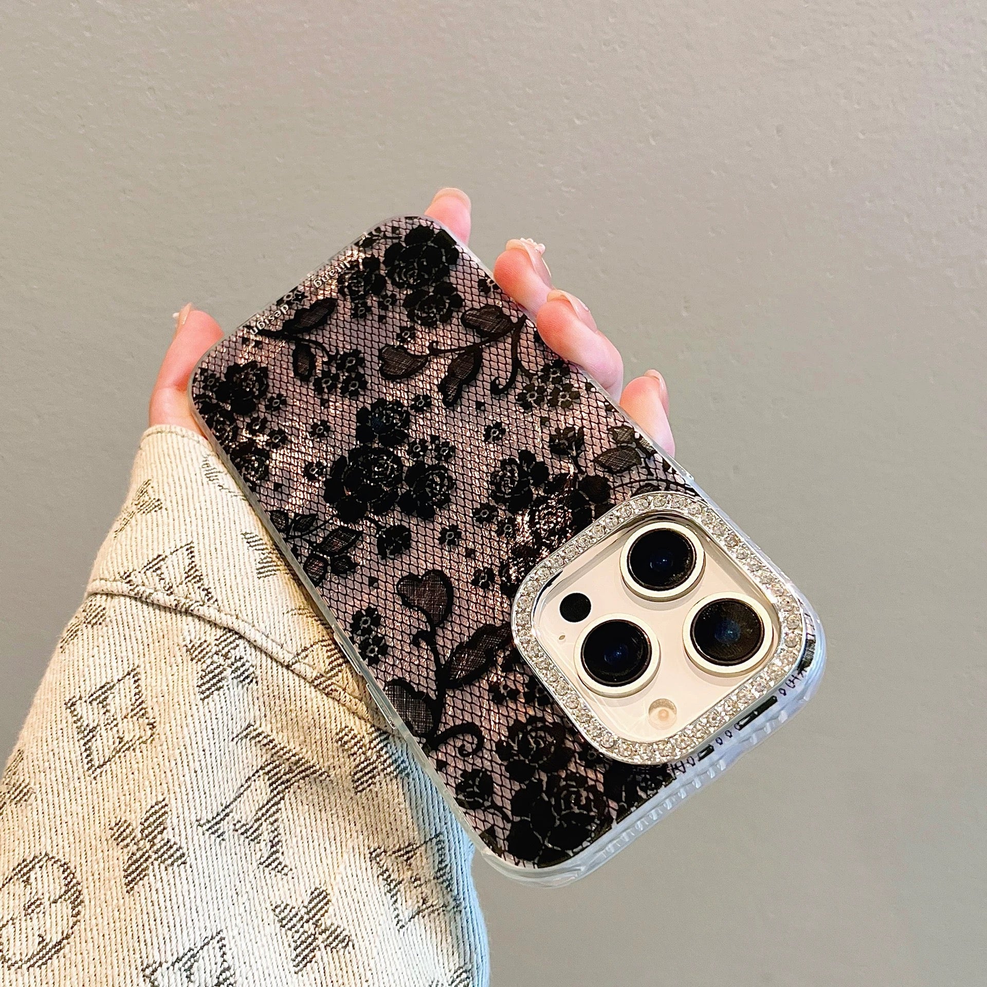 iPhoneケース ラグジュアリー 花柄レース調 スマホケース