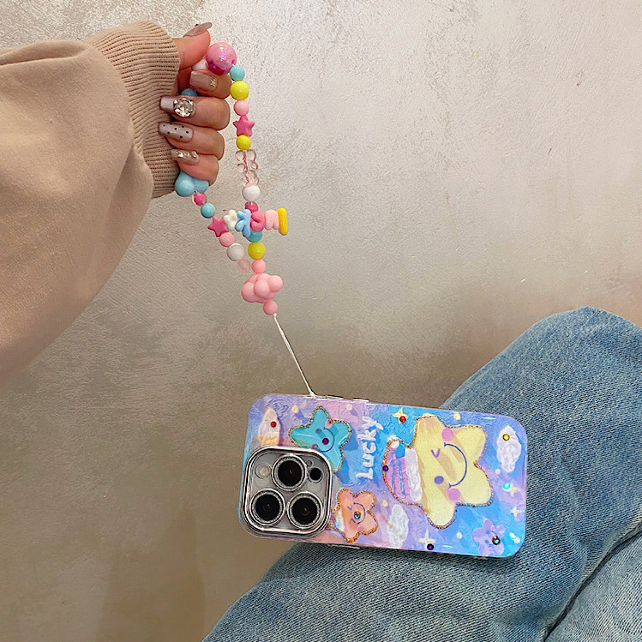 iPhoneケース かわいい カラフル スター スマホケース