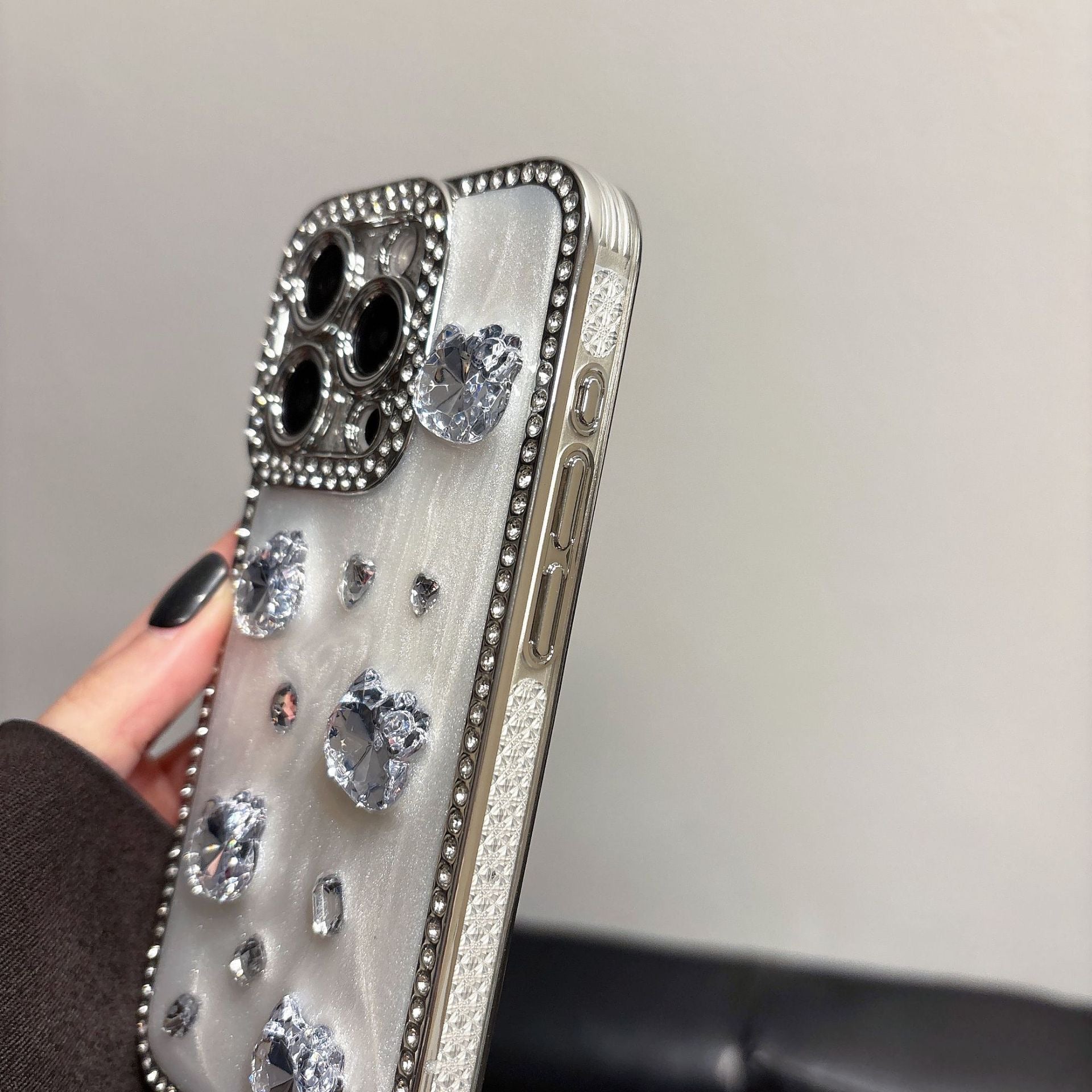 iPhoneケース かわいい 立体 ねこ キラキラ ホワイト スマホケース