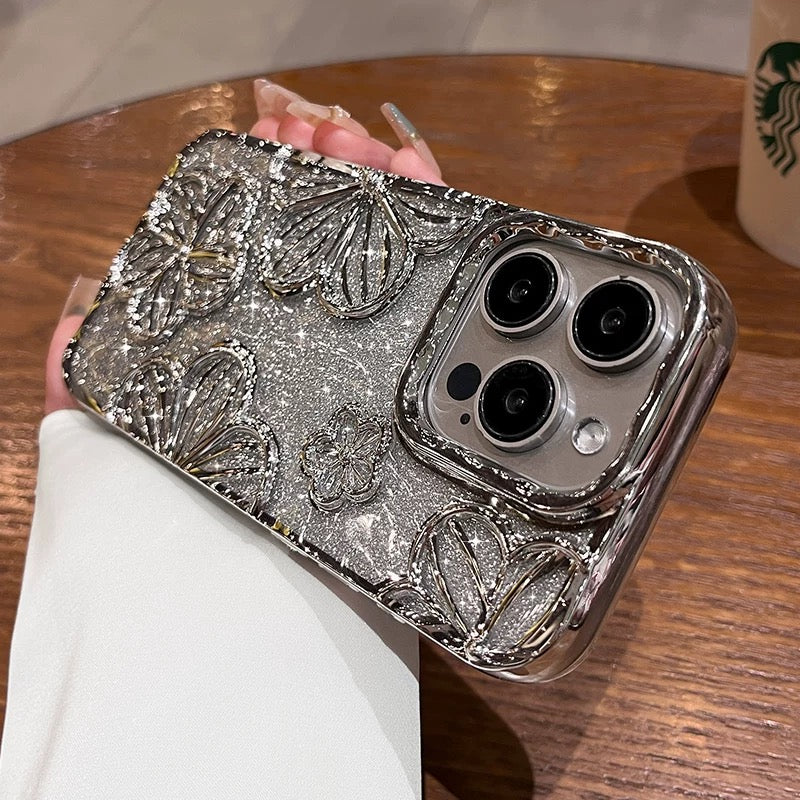 iPhoneケース おしゃれ 立体 フラワー 透明 クリア スマホケース