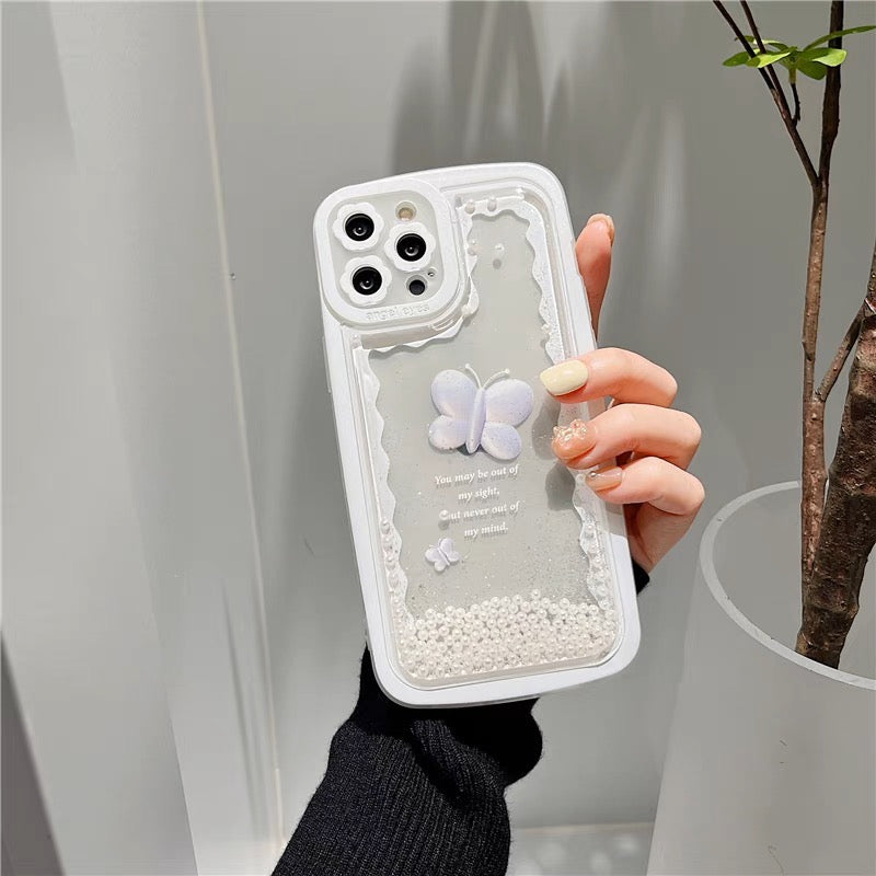 iPhoneケース おしゃれ 蝶々 ホワイト 透明 クリア スマホケース