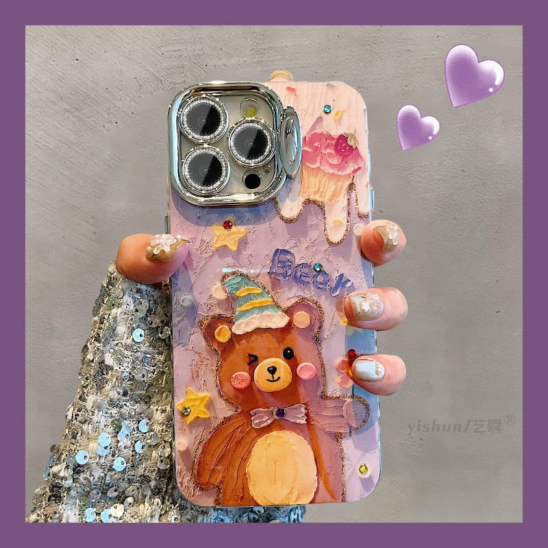 iPhoneケース かわいい アニマル スタンド付き スマホケース