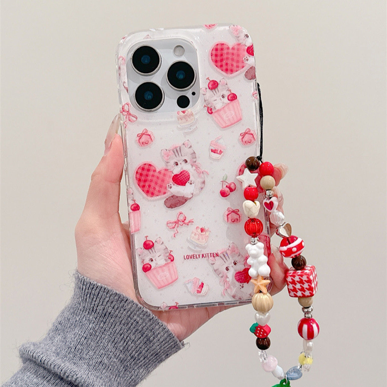 iPhoneケース かわいい 子猫 ピンク ハート スマホケース