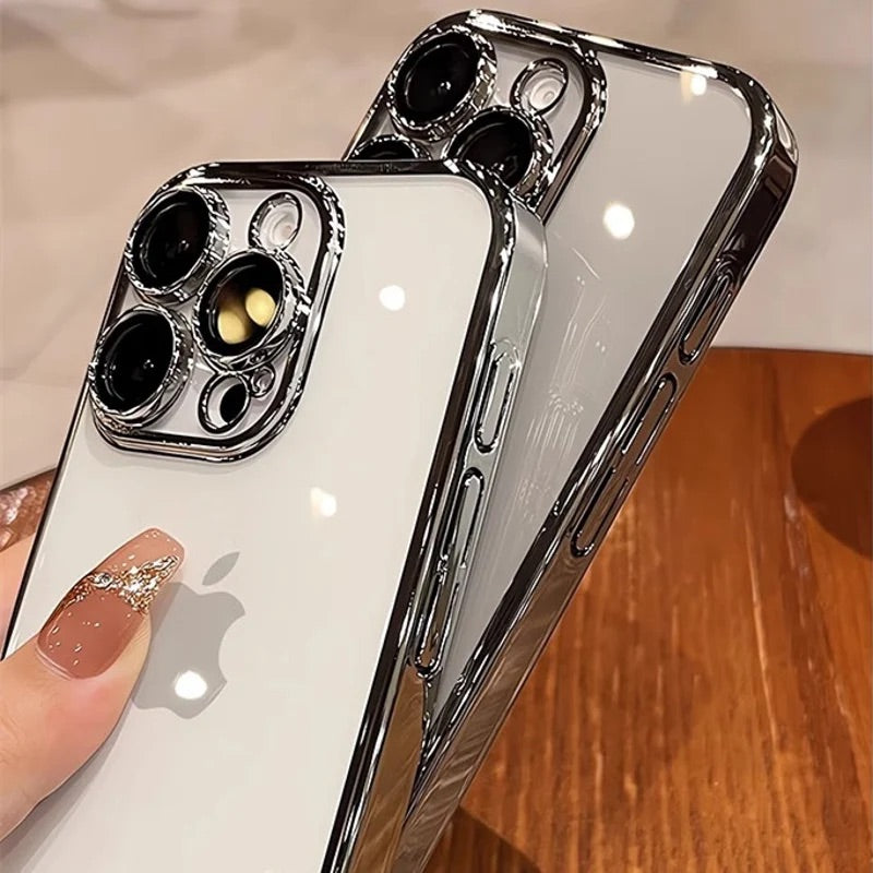 iPhoneケース　チタニウム 黄ばまないカメラ保護 軽量　透明　クリア　スマホケース