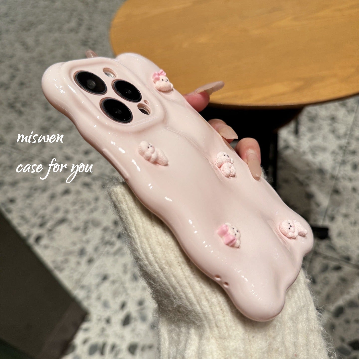 iPhoneケース かわいい ピンク 立体 子犬 凸凹 スマホケース