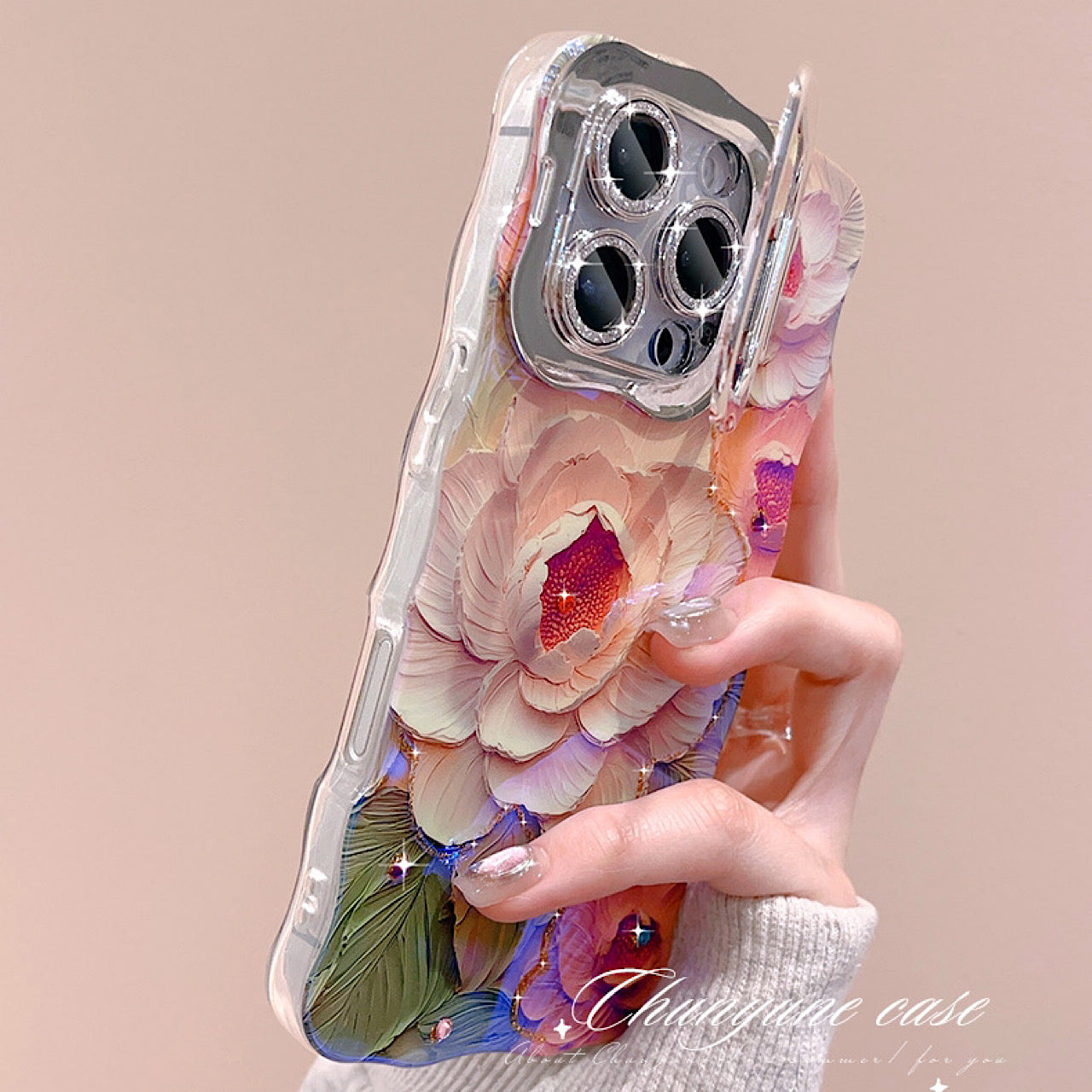 iPhoneケース おしゃれ お花柄 スタンド付き スマホケース