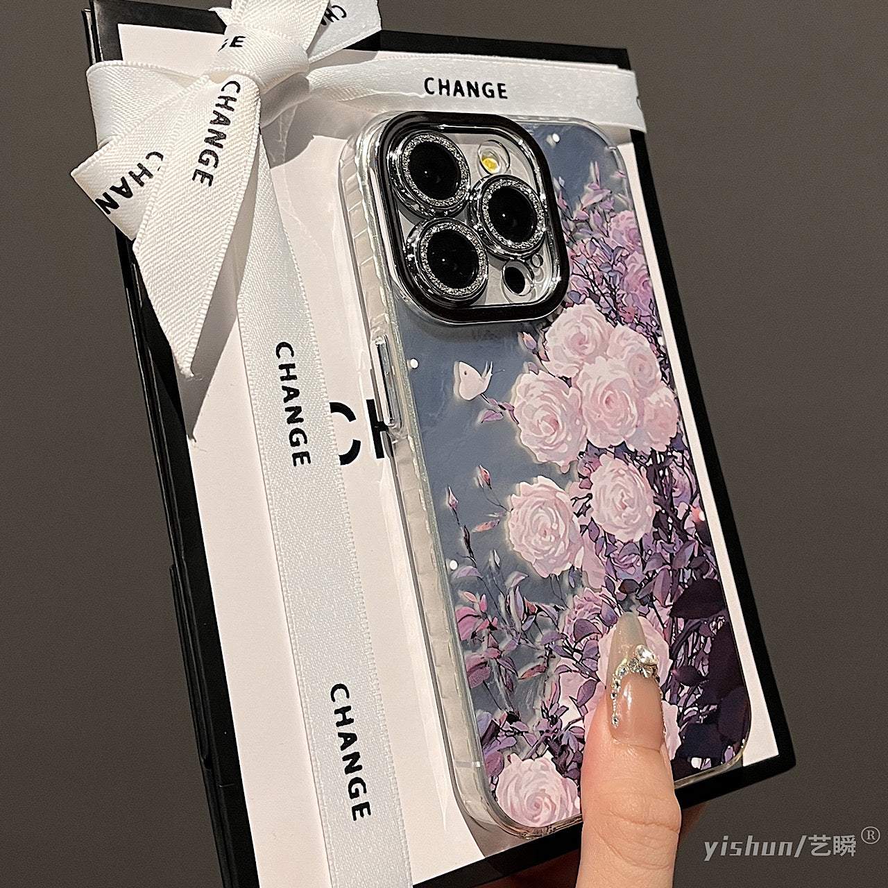 iPhoneケース おしゃれ ローズフラワー ピンク スマホケース