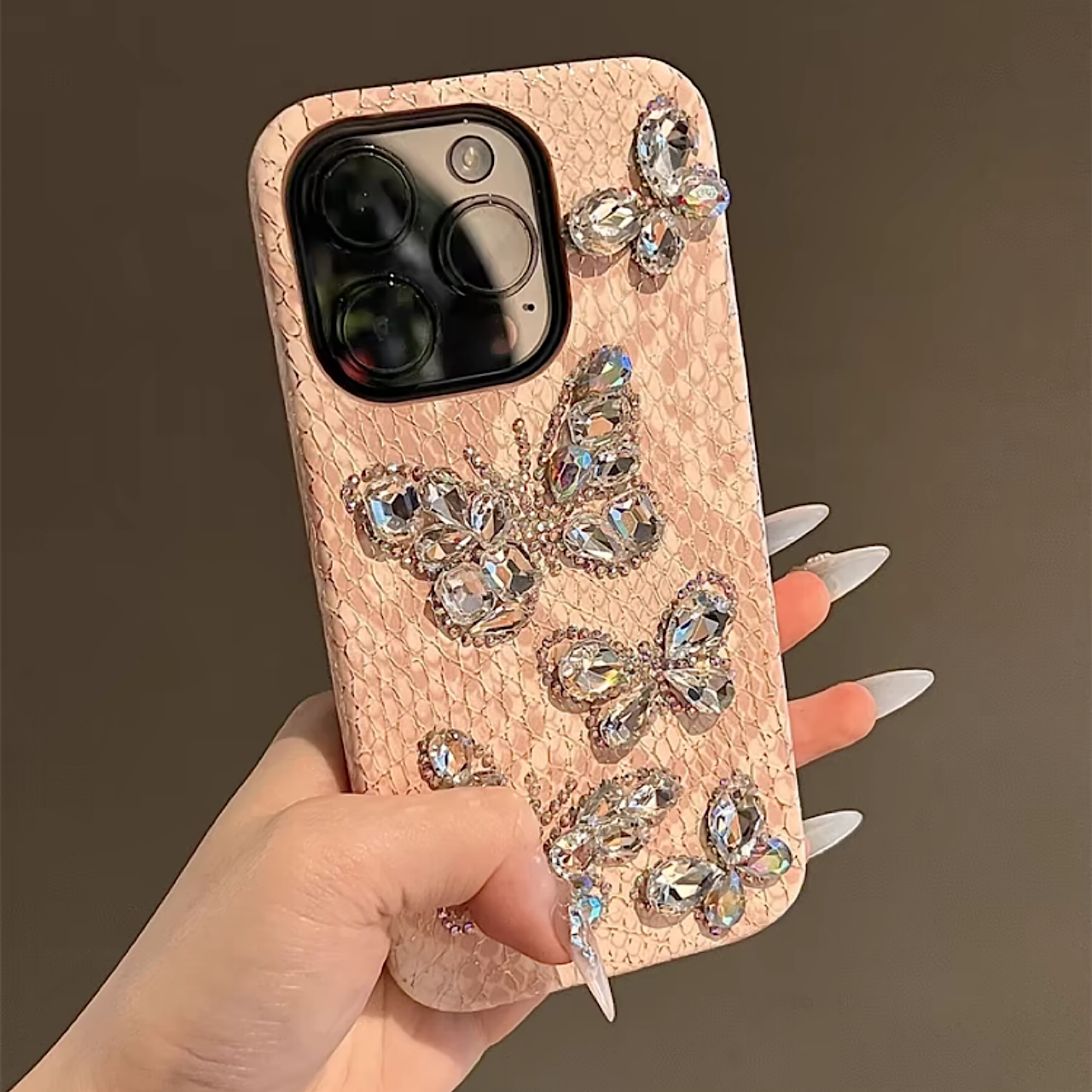iPhoneケース おしゃれ 立体 ホワイト 蝶々 ピンク スマホケース