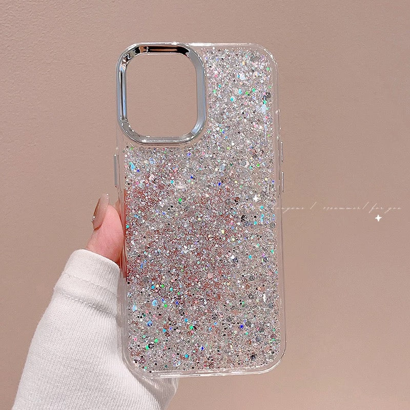 iPhoneケース おしゃれ キラキラ シルバー スマホケース