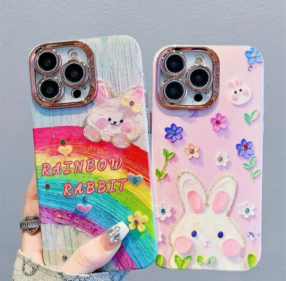 iPhoneケース かわいい うさぎ カラフル スマホケース