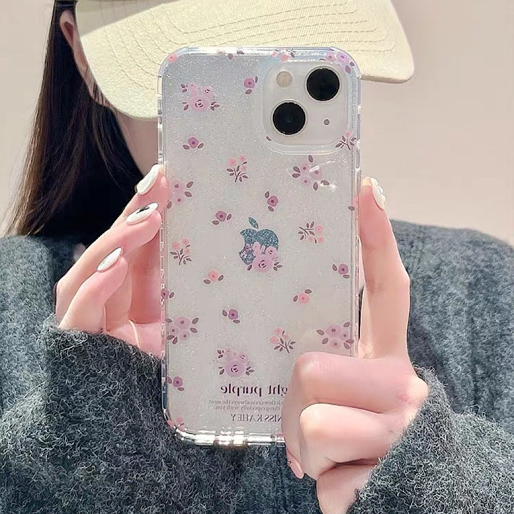 iPhoneケース パープル フラワー おしゃれ スマホケース