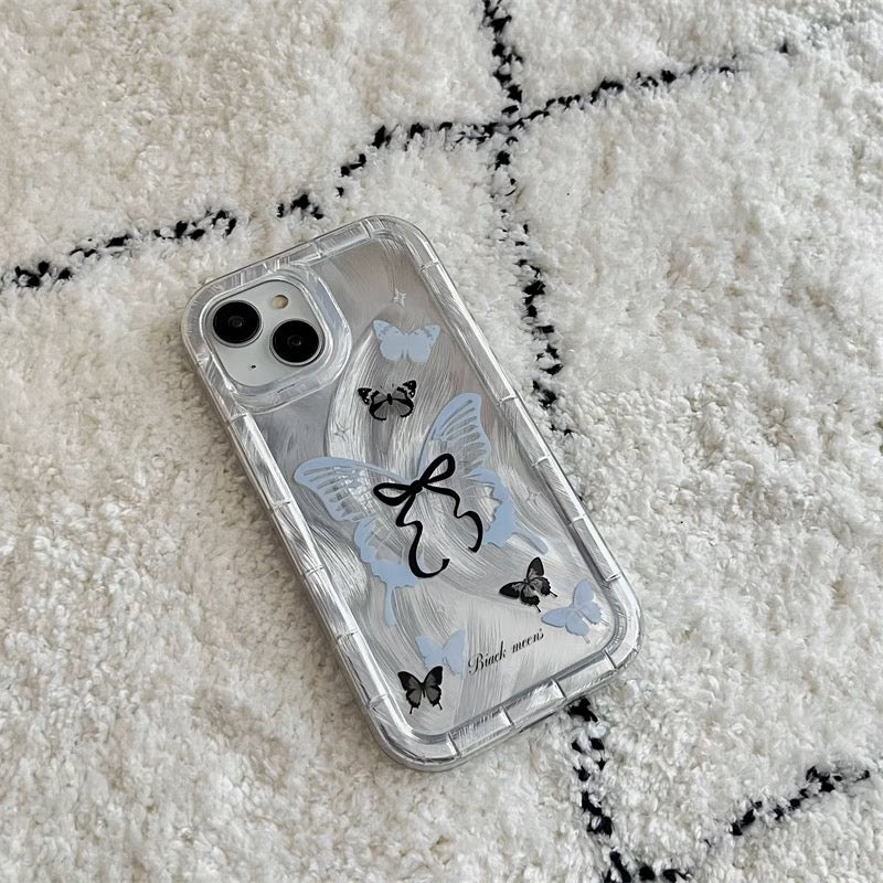 iPhoneケース おしゃれ 蝶々 シルバー スマホケース