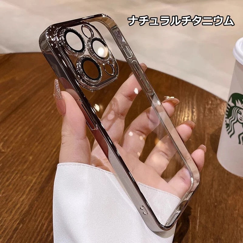iPhoneケース　チタニウム 黄ばまないカメラ保護 軽量　透明　クリア　スマホケース
