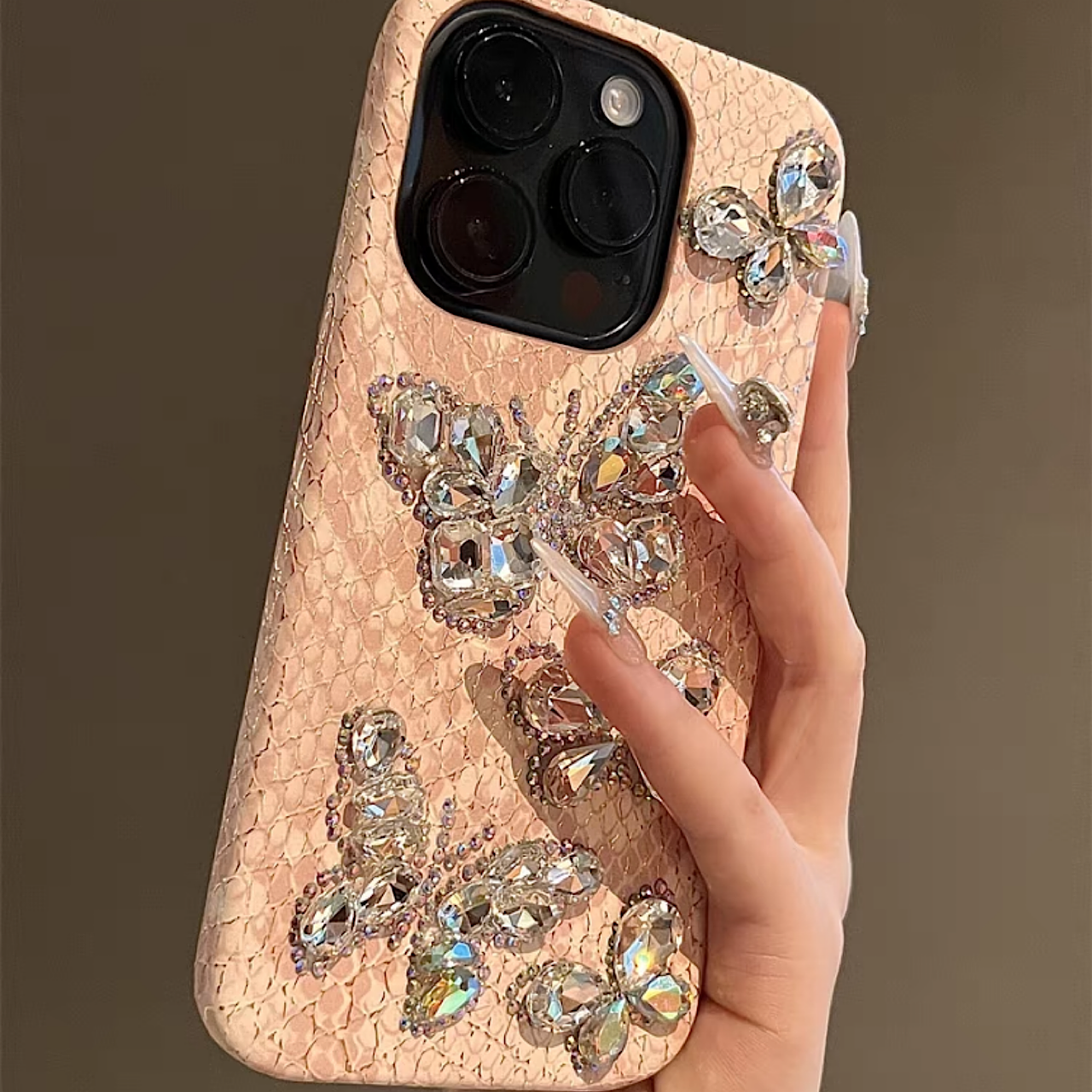 iPhoneケース おしゃれ 立体 ホワイト 蝶々 ピンク スマホケース