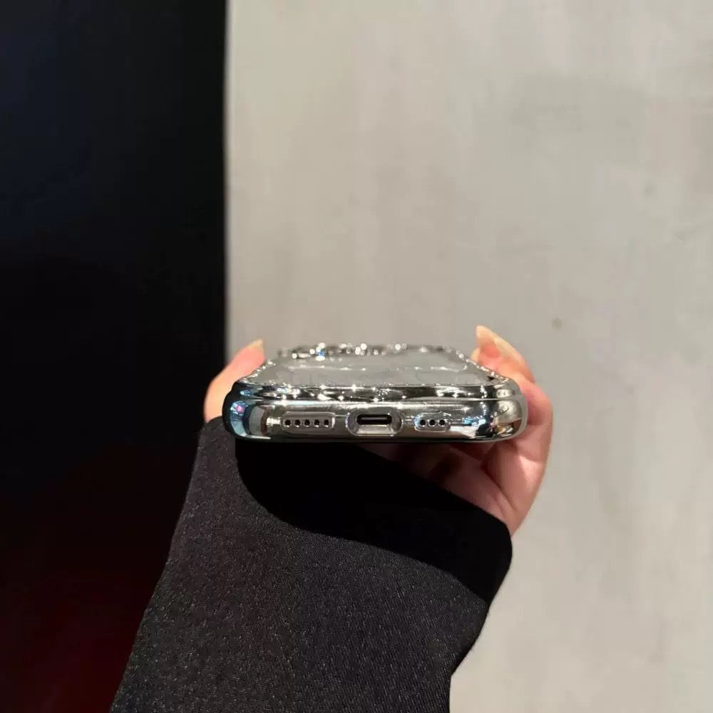 iPhoneケース おしゃれ キラキラ 蝶々 シルバー スマホケース