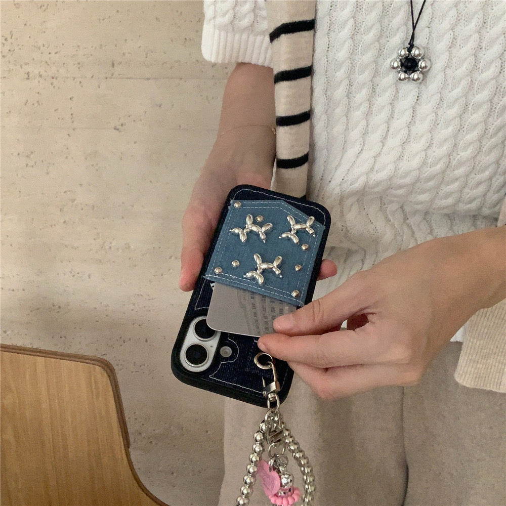 iPhoneケース かわいい 立体 子犬 ストラップ付き スマホケース
